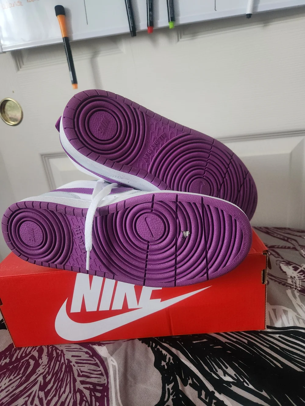 Nike Youth High-Top Sneakers White with Purple Accents
